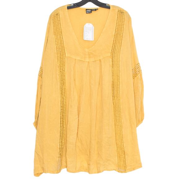 NWT Tunic Top Boho Cottage Festival Peasant Flowy Beachy Mustard Yellow Size 3X - Picture 6 of 7